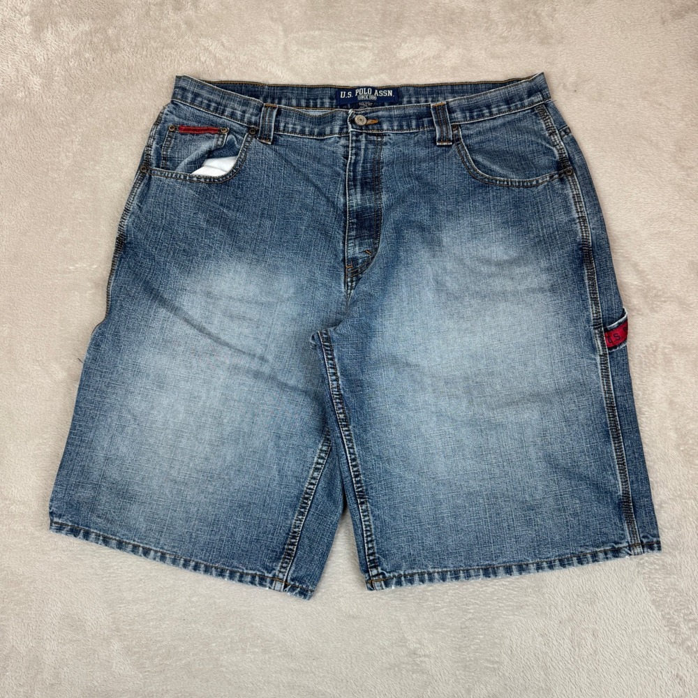 VTG Y2K US Polo‎ Assn Baggy Shorts Mens 40 Blue Preowned Denim Streetwear